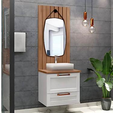 Imagem de Gabinete de Banheiro Cuba Espelho C/ Painel Ripado Suspenso - Rainha d