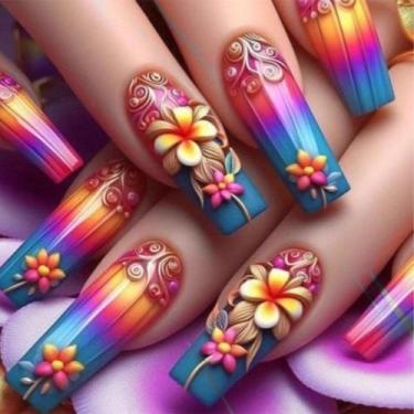 Imagem de Adesivos de unhas BJR de longa duração em estilo balé Rainbow Gradient