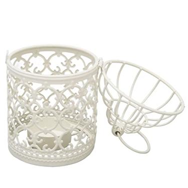 Imagem de VINGVO Suporte para Luz de chá, Lanterna de Vela Lanterna Tealight de Metal, de Vela Decorativas Design de Cúpula Decorativa Suporte de de Gaiola Pequena Padrão Oco Requintado para Festa