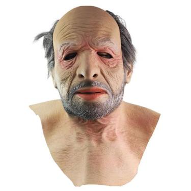 Imagem de Mascara de Velho Realista Latex 3D Homem Idoso Hallowen Cabelo Grisalh