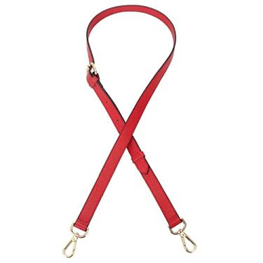 Imagem de Carteira de couro de flor integral vermelha com alça de ombro e alça de ombro ajustável de reposição cruzada, largura de 2/3", comprimento ajustável 109 a 130 cm, tom de latão (tom dourado) fivelas de hardware