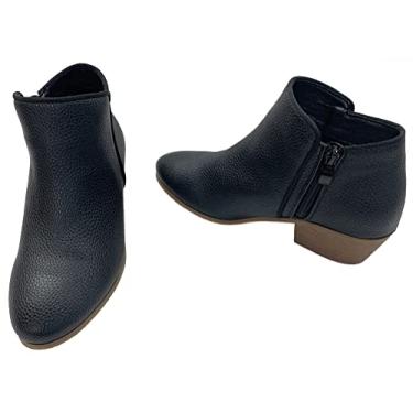 Imagem de Amanda DiLaurie oo Bota feminina de cano baixo, casual, clássica, com zíper lateral, camurça, para mulheres, Preto, 39 BR