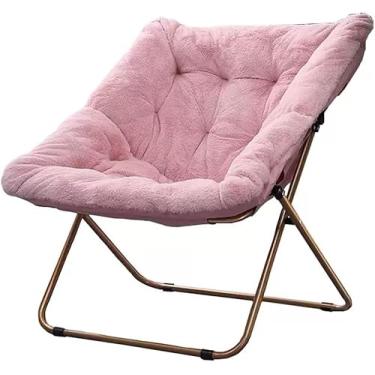 Imagem de Cadeira De Pires Confortável Cadeira De Lounge Dobrável De Pele Falsa Para Sala De Estar, Cadeira De Acento Dobrável De Tamanho Grande Cadeira Preguiçosa De Lounge Macio E Pe, Pink, Gray