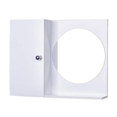 Imagem de Armário para Banheiro com Espelho Redondo Branco