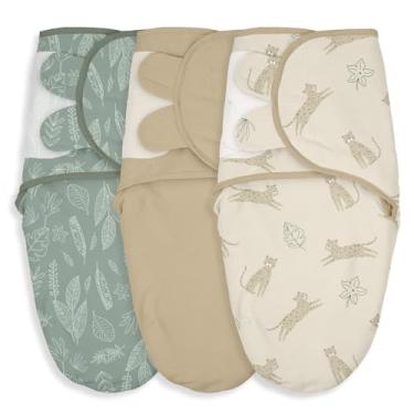 Imagem de Sacos de enfaixar para bebês, pacote com 3, envoltório de algodão orgânico para recém-nascidos, cobertores ajustáveis, itens essenciais para recém-nascidos de 0 a 3 meses, presente de chá infantil