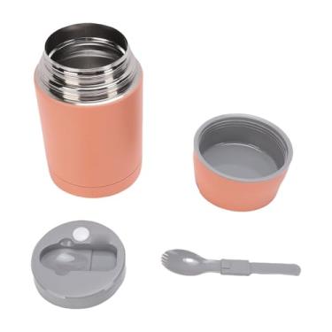 Imagem de Fockety Pote térmico para alimentos, recipiente portátil para sopa quente e almoço com alça dobrável, lancheira de aço inoxidável 304 para camping, escola e escritório ao ar livre (Rosa Cereja)