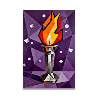 Imagem de Velas prismáticas Impressão em tela de Natal, decoração de parede moderna de férias para sala de estar em casa 70 x 105 cm sem moldura