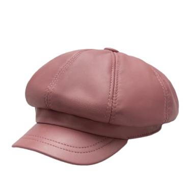 Imagem de Boina feminina de couro genuíno para pintura em pó elegante octogonal com ponta francesa, Pnnrk, 57 58 CM