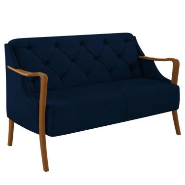 Imagem de Poltrona Namoradeira 2 Lugares 135cm Capitonê Lapa M22 Veludo Azul Marinho - Mpozenato