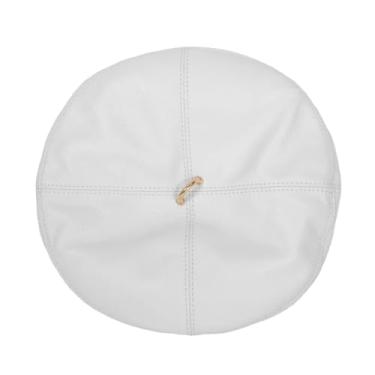 Imagem de Bonés femininos pintores europeus de inverno cor arco-íris boina fina boina couro real chapéu branco 57-58 cm