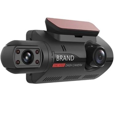 Imagem de Câmera veicular frontal e traseira interna, câmera de painel de três canais FHD 1080p para carros, sensor WDR, G, gravação em loop, monitor de estacionamento, gravação 24 horas
