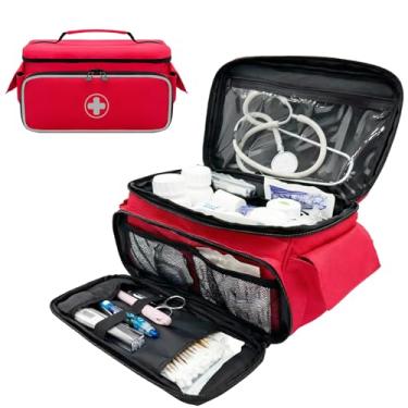 Imagem de NENYX Bolsa de primeiros socorros vazia com zíper bloqueável, bolsa de armazenamento de medicamentos pequena compacta e portátil, caixa de primeiros socorros para família, organizador de mamadeiras