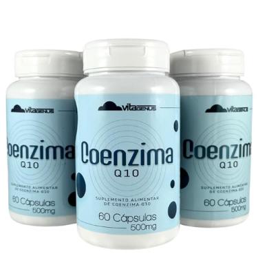 Imagem de Kit 3x Coenzima Q10 Suplemento Alimentar 100mg Ubiquinona Sem Glúten 60 Cápsulas VitaGenus