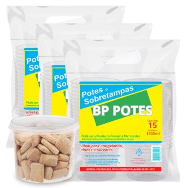 Imagem de Pote Descartavél 1300ml BP Potes Redondo com Tampa Açai Bolos Sorvetes (45 Unidades)