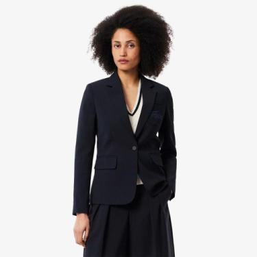 Imagem de Blazer Slim Fit de Lã com Logo Bordado - Lacoste, 40, Azul marinho