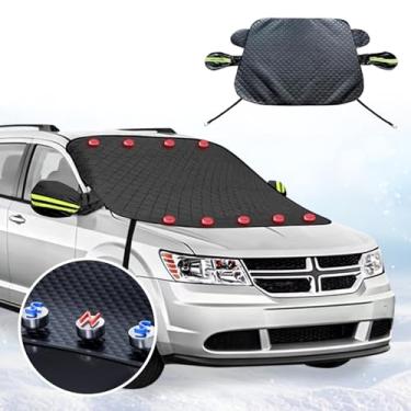 Imagem de Persevere Capa de chuva magnética para para-brisas, capa de para-brisa de carro com protetores de ouvido e ganchos, 9 ímãs fortes, 5 camadas espessas, universal, à prova de vento, à prova de vento
