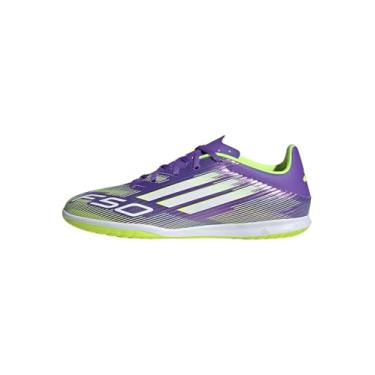 Imagem de adidas Tênis unissex adulto F50 Club Indoor, Roxo/branco/limão lúcido, 14 Women/13 Men
