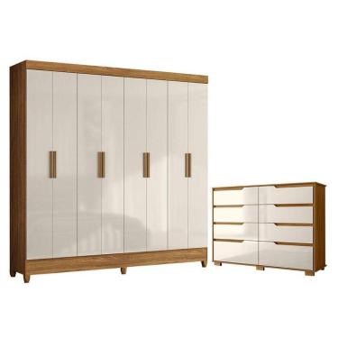 Imagem de Guarda Roupa Casal Marajó E Cômoda Georgia Freijó Off White - Moval