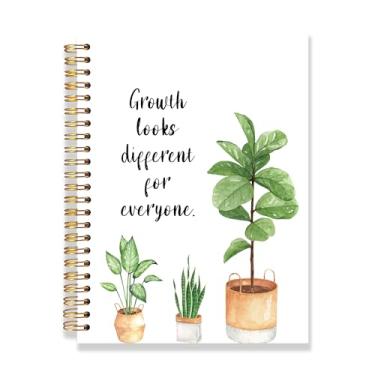 Imagem de RLTXBUK Caderno de saúde mental planta, diário de saúde mental para mulheres, diário positivo inspirador, diferença de aparência de crescimento para todos, caderno espiral motivacional, 14 x 21 cm