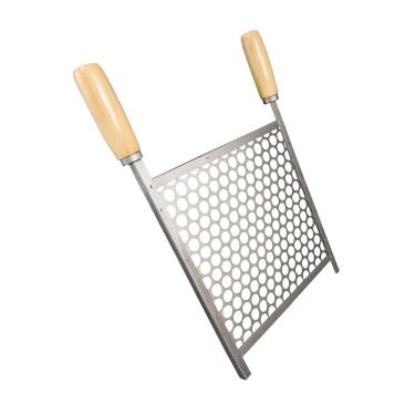 Imagem de Grelha Moeda Aço Inox Para Churrasqueira 30x30 Cabo Madeira - SF251