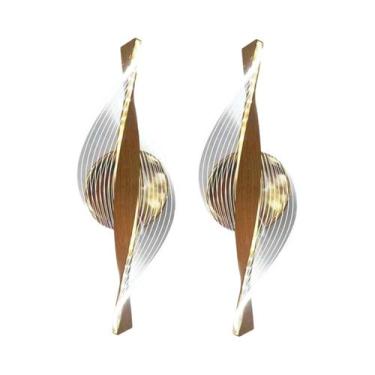 Imagem de Luminária De Parede LED Moderna Em Acrílico Preto E Dourado Para Corre