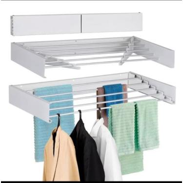 Imagem de Varal Mágico Oculto Branco Retrátil Dobrável 100cm 6 Varetas - Alfa Va