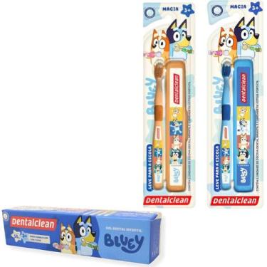 Imagem de Escova de dente com estojo + gel dental bluey - dentalclean