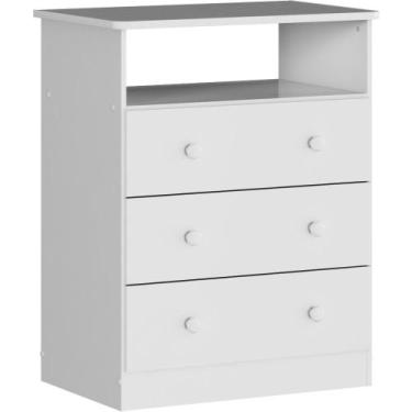 Imagem de Cômoda Infantil 3 Gavetas 100 MDF Smim New Móveis Peroba, Branco Brilh