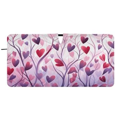 Imagem de CEBUGI Para-brisa de carro dobrável sombra de sol padrão dia dos namorados cortinas de janela de carro guarda-chuva pára-brisa frontal para acessórios de carro bloqueador solar refletivo de carro