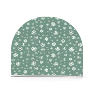 Imagem de Qilmy Lindo suporte de guardanapo acrílico de flocos de neve de Natal, porta-guardanapos para mesas cozinha restaurante decoração de casa, suporte decorativo moderno para guardanapos de coquetel de