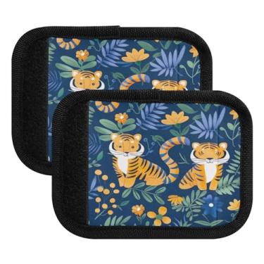 Imagem de Qilmy Alça de Bagagem de Bebê Tigre Bonito Pacote com 2 Identificadores de Bagagem Identificadores de Bagagem Capa de Punho Confortável para Carrinho de Bebê, Mala de Viagem de Avião, Acessórios de