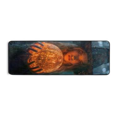 Imagem de Burbuja Tapete de corredor de bola mágica Halloween Witch Hold 61 x 183 cm, tapete lavável antiderrapante com suporte de borracha, tapete para sala de estar, corredor, decoração de casa