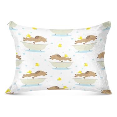 Imagem de Lindas capas de almofada capivara para banho capivara capas de travesseiro queen super macias 50 x 101 cm para travesseiro corporal