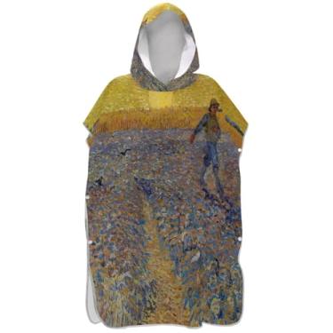 Imagem de Joisal Roupão de mudança de poncho de surfe para toalhas de banho de praia com capuz de secagem rápida artista vintage pintura unissex adulto poncho com capuz