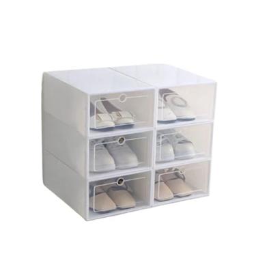 Imagem de Caixa Organizadora de Sapato Kit 6/10/12/24 Caixas Organizadoras Para Sapatos Tênis Empilhável Tampa Flip(10,Branco)