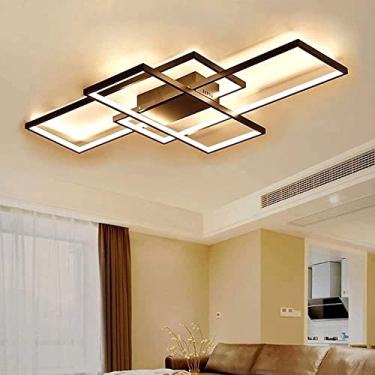 Imagem de RAUGAJ Lustres, luzes de teto reguláveis modernas de LED, luz de sala de jantar, sala de estar, design quadrado chique com controle remoto para quarto, cozinha, ilha, corredor, decoração de banheiro