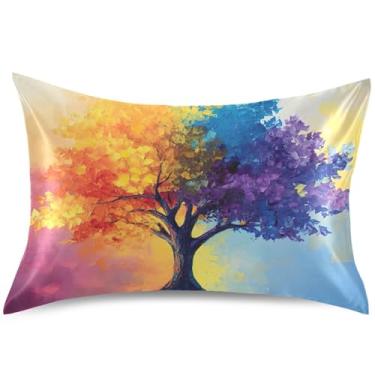 Imagem de Capas de almofada coloridas de cetim brilhante com estampa divertida padrão Queen King para decoração, tamanho king, 101,6 cm x 50,8 cm