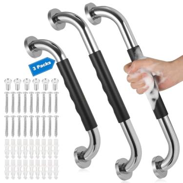 Imagem de Tetutor Pacote com 3 barras de apoio para banheiras e chuveiros, barras antiderrapantes de 40,6 cm e 30,5 cm para parede de idosos, barras de apoio para deficientes de segurança de aço inoxidável