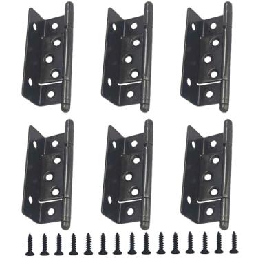 Imagem de bociloy 6 peças de dobradiças de armário de envoltório parcial de bronze antigo, dobradiças semi-envolventes sem encaixe de 8,5 cm, design de ponta de eixo longo para móveis e portas de armário