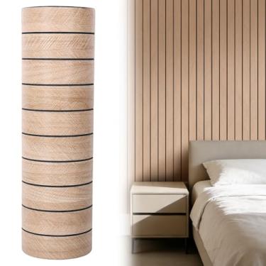 Imagem de Papel de parede vintage de PVC, papel de parede vintage de 299 x 39,9 cm, à prova d'água, para armários de escritório em casa, quarto, decoração de armário (estilo marrom escuro espinha de peixe)