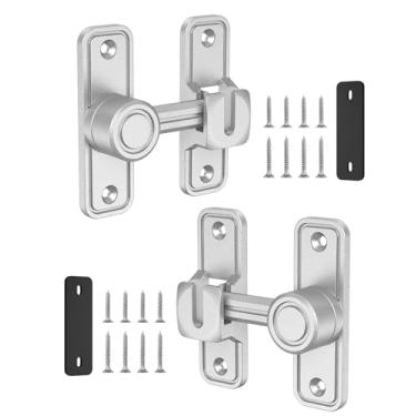 Imagem de SecureLatch Fechadura de porta de celeiro dobrável de 90/180 graus, ferragens de zinco com trava deslizante resistente – Proteção de privacidade para celeiro, janela, portão, jardim, banheiro, armário
