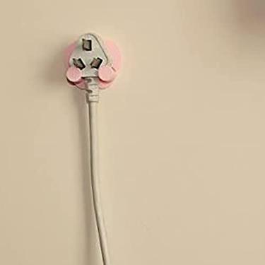 Imagem de GOTOTOP Suporte de Tomada de Parede Multifuncional, Gancho de Armazenamento Autoadesivo, Organizador de Tomada de Energia para Casa e Cozinha, Branco, Fácil de Montar (Rosa)