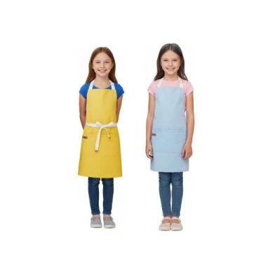 Imagem de Avental Infantil Azul e Amarelo Crianças Algodao Kids 2un - CASACHA