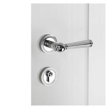 Imagem de American Light Luxuosa Fechadura de Porta Prata Latão Interior Tipo Divisão Fechadura de Maçaneta de Madeira Independente da Esquerda e Direita (Modelo Silencioso Prata)