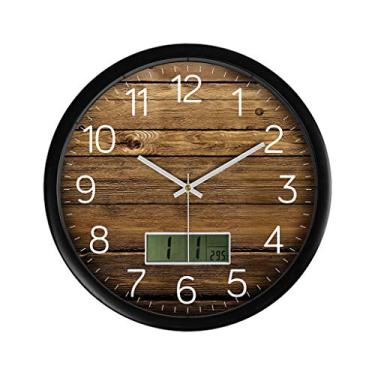 Imagem de Relógio de parede criativo LCD multifuncional relógio de parede moderno moderno sala de estar quarto relógio de parede de quartzo relógio decorativo de mesa (cor: A)