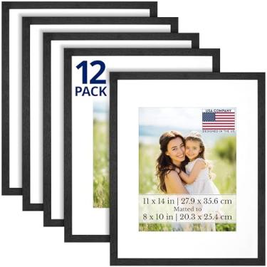 Imagem de Icona Bay - Molduras para fotos 28 x 35 cm com tapete removível para fotos de 20 x 25 cm - bálsamo preto, pacote com 12 - estilo moderno de grão de madeira com folha de capa à prova de estilhaçamento