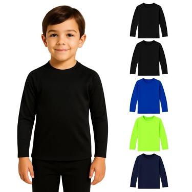 Imagem de Kit 5 Camisetas Manga Longa Infantil Menino Proteção Solar Praia-Masculino