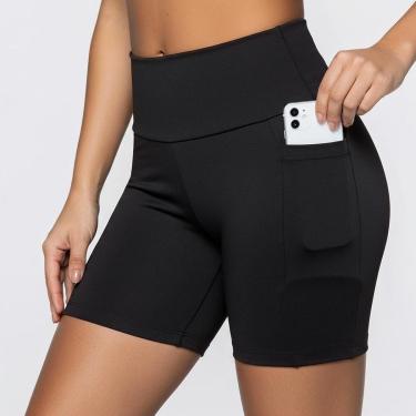 Imagem de Shorts Feminino Academia Treino Cintura Alta Fitness Bolsos Laterais-Feminino