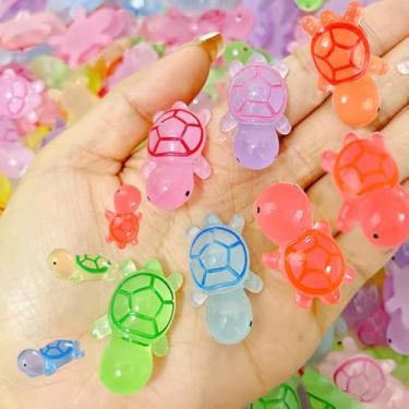 Imagem de LEECHY 60 peças luminosas mini tartarugas de resina, mini animais de resina para artesanato, miniatura, casa de bonecas, miniatura, animais pequenos, acessórios para casa de bonecas, jardim