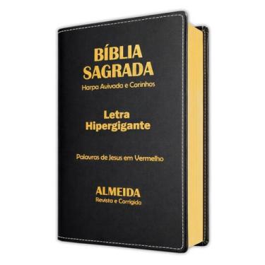 Imagem de Biblia Sagrada Letra Hipergigante Luxo Preta - C/ Harpa - REI DAS BIBL